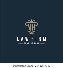 VX initial monogram logo law firm with pillar design