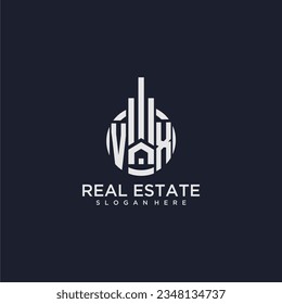 VX initial monogram logo for real estate with creative circle design vector