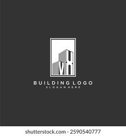 VX initial monogram real estate logo with building creative square style design