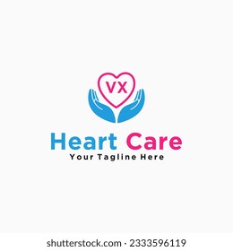 VX initials hand care icon business template logo vector
