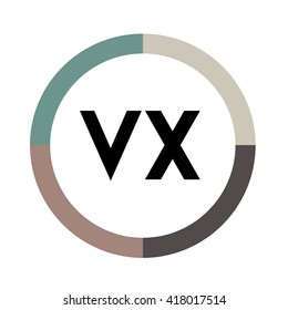 VX letters , four colors in abstract background logo, design identity in circle, alphabet letter