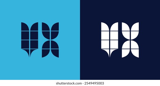 VX logo design with tile shape. Minimalist and modern vector illustration design suitable for business or brand