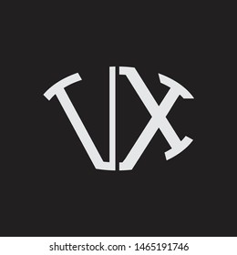 VX Logo letter oval monogram design template with black and white colors