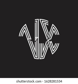 VX Logo monogram triple ribbon style line design template isolated on black background