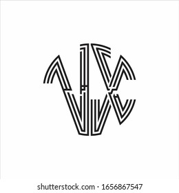 VX Logo monogram triple ribbon style line design template isolated on white background