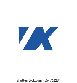 VX negative space letter logo blue