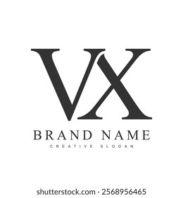 VX trendy logotype template. Initial letter v and x classic font style. Creative logo for company name or identity. Vector illustration.