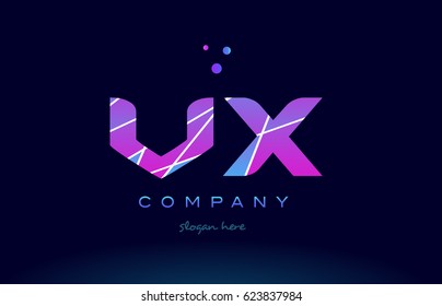 vx v x  creative color blue background pink purple magenta alphabet letter company logo vector icon