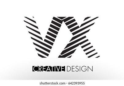 VX V X Lines Letter Design with Creative Elegant Zebra Vector Illustration.
