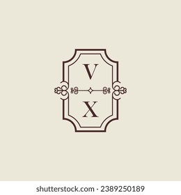 VX Vintage Hochzeitslogo in hochwertigem professionellem Design, das gut in allen Printmedien drucken kann
