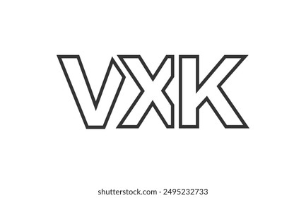 VXK logo design template with strong and modern bold text. Initial based vector logotype featuring simple and minimal typography. Trendy company identity ideal for businesses brand presence.