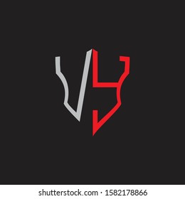 VY Abstract logo monogram with shield elements isolated on black background