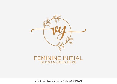 Monograma de belleza VY y elegante logo de diseño de logo para escritura a mano de firma inicial, boda, moda, floral y botánica con plantilla creativa.