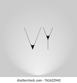 VY Black thin minimalist LOGO Design with Highlight on Gray background.