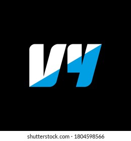 VY creative initials letter logo concept. VY icon design. VY white and blue letter icon design on black background. V Y