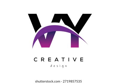 VY kreatives und modernes Logo-Design mit kreativem lila Welle abstraktes letzteres Logo-Konzept.