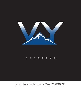 VY Creative Mountain Logo – Bold Gradient Letter mark Branding Design for Business  Outdoor Brands	
