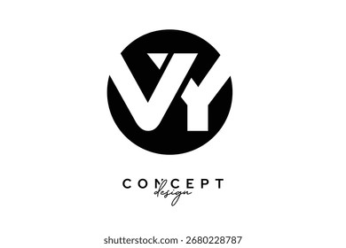 Diseño de logotipo de monograma de círculo de espacio negativo creativo de VY