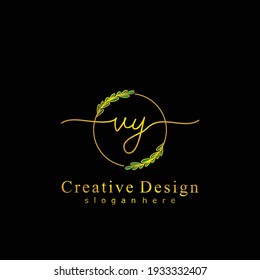 VY Initial calligraphy handwritten logo. Handwritten alphabet in the logo template. Letters and Alphabet for signature, wedding, fashion, floral and botanical logo design 