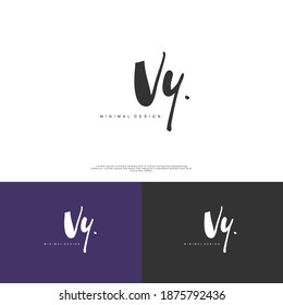 VY Initial handwriting or handwritten logo for identity. Logo with signature and hand drawn style.
