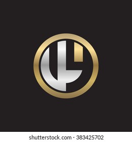 VY initial letters circle elegant logo golden silver black background