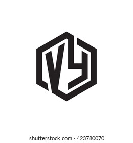 VY initial letters looping linked hexagon monogram logo