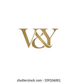 V&Y Initial logo. Ampersand monogram golden logo