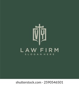 VY initial monogram for law firm with sword and shield logo image