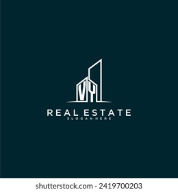 VY initial monogram logo real estate with building style design vector