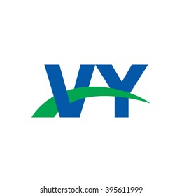 VY initial overlapping swoosh letter logo blue green