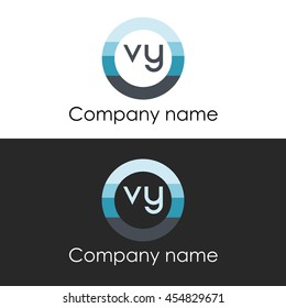 VY letter circle shape icon logo white blue