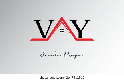 VY Letter House Logo – Creative Real Estate Monogram with Roof Icon and Home Shape for Property, Architecture and Modern Branding
