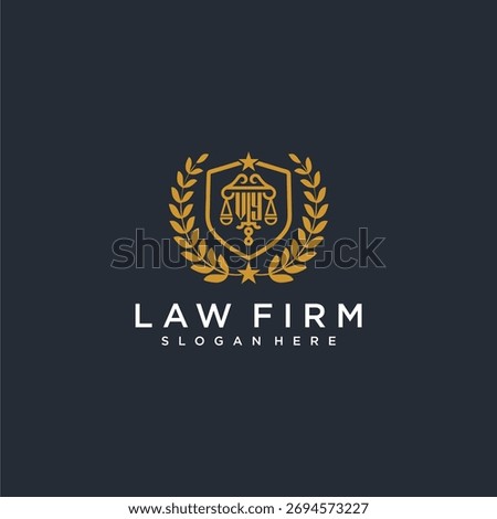 VY letter monogram logo for lawfirm with pillar and leaf image design