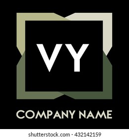 VY letters business logo creative  icon design template elements in abstract background logo, design identity in square with four colors, modern alphabet letters