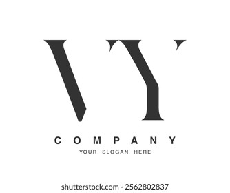 VY logo design. Initial letter v and y serif font style. Creative classic company name typography. Trendy logotype or identity. Vector illustration.