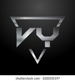 VY Logo, Metal Logo, Silver Logo, Monogram, Polygon