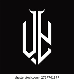 VY Logo monogram with horn shape isolated black and white design template on black background