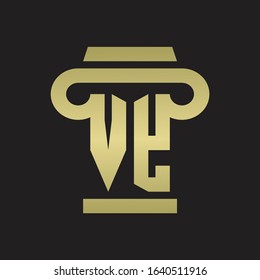 VY Logo monogram with pillar style design template with gold colors