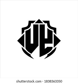 VY Logo monogram with shield line and 3 arrows shape design template on white background