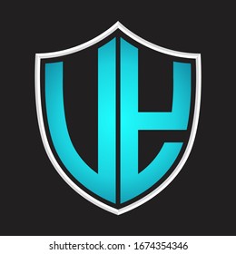 VY Logo monogram with shield shape isolated blue colors on outline design template
