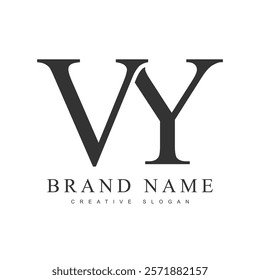 VY trendy logotype template. Initial letter v and y classic font style. Creative logo for company name or identity. Vector illustration.