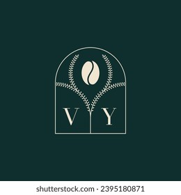 VY Unique and simple logo design combination of letters and coffee bean