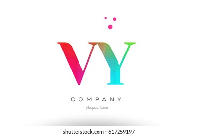 VY V Y creative rainbow colors colored artistic alphabet company letter logo design vector icon template