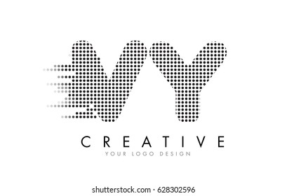 VY V Y Letter Logo Design with Black Dots and Bubble Trails.