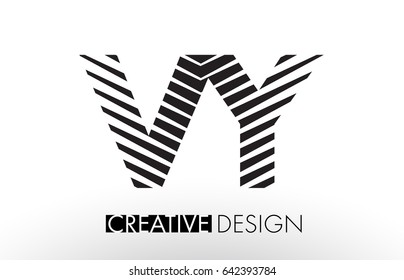 VY V Y Lines Letter Design with Creative Elegant Zebra Vector Illustration.