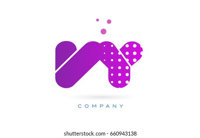 vy v y pink dots dotted letter logo alphabet creative company vector icon design template