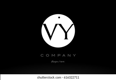 VY V Y simple black white circle background alphabet company logo design vector icon template