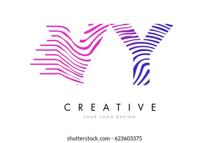 VY V Y Zebra Letter Logo Design with Black and White Stripes Vector