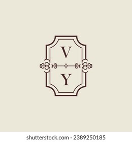 Logotipo inicial de boda vintage de VY en un diseño profesional de alta calidad que se imprimirá en cualquier medio impreso