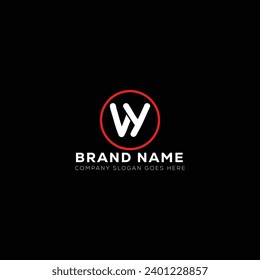 VY White Letter monogram Logo Design with Black Background. V Y